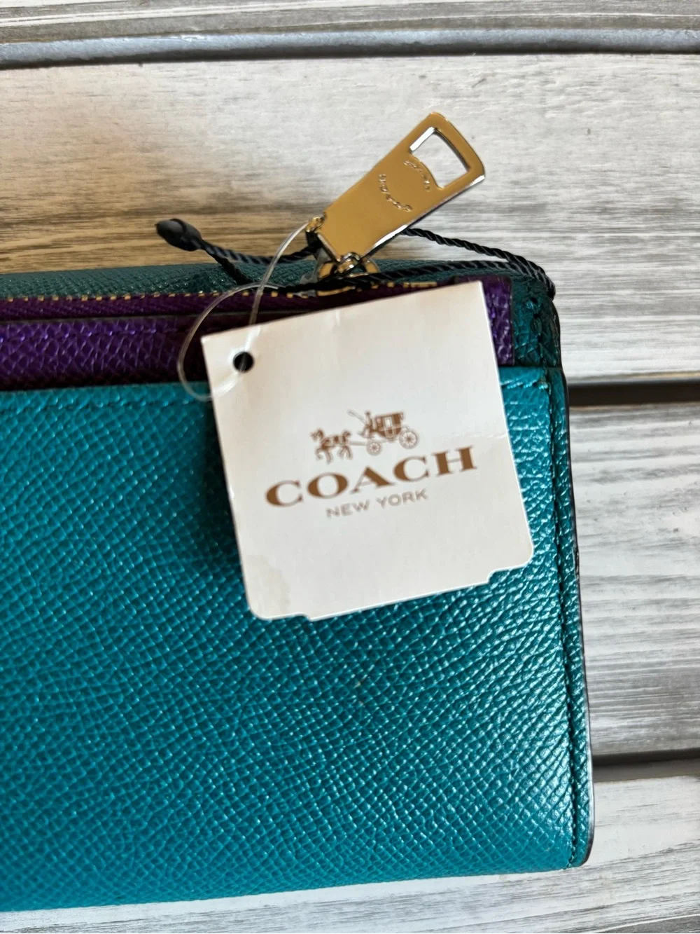 Teal Leather Coach Wallet